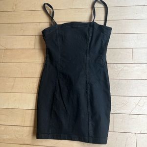Black denim mini dress